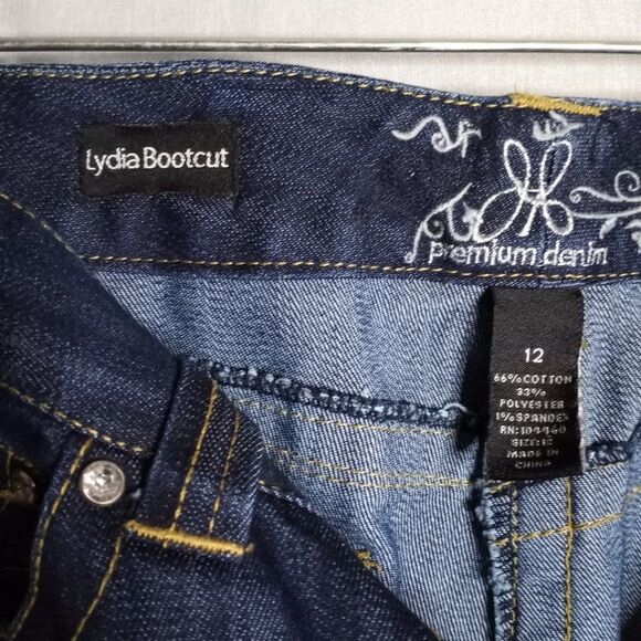 Premium Denim Jeans Women's Size 12 Lydia Bootcut Dark Wash Y2k - Picture 8 of 9